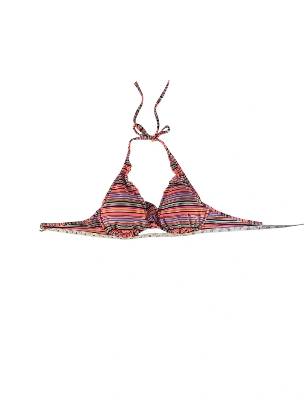 Victoria’s Secret The Fabulous Bikini Top 32D Striped Push Up Halter Y2K